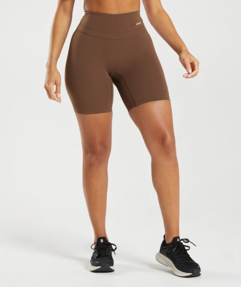 Women's Gymshark Whitney Cycling Shorts Dark Brown | NZ 6EPVOX